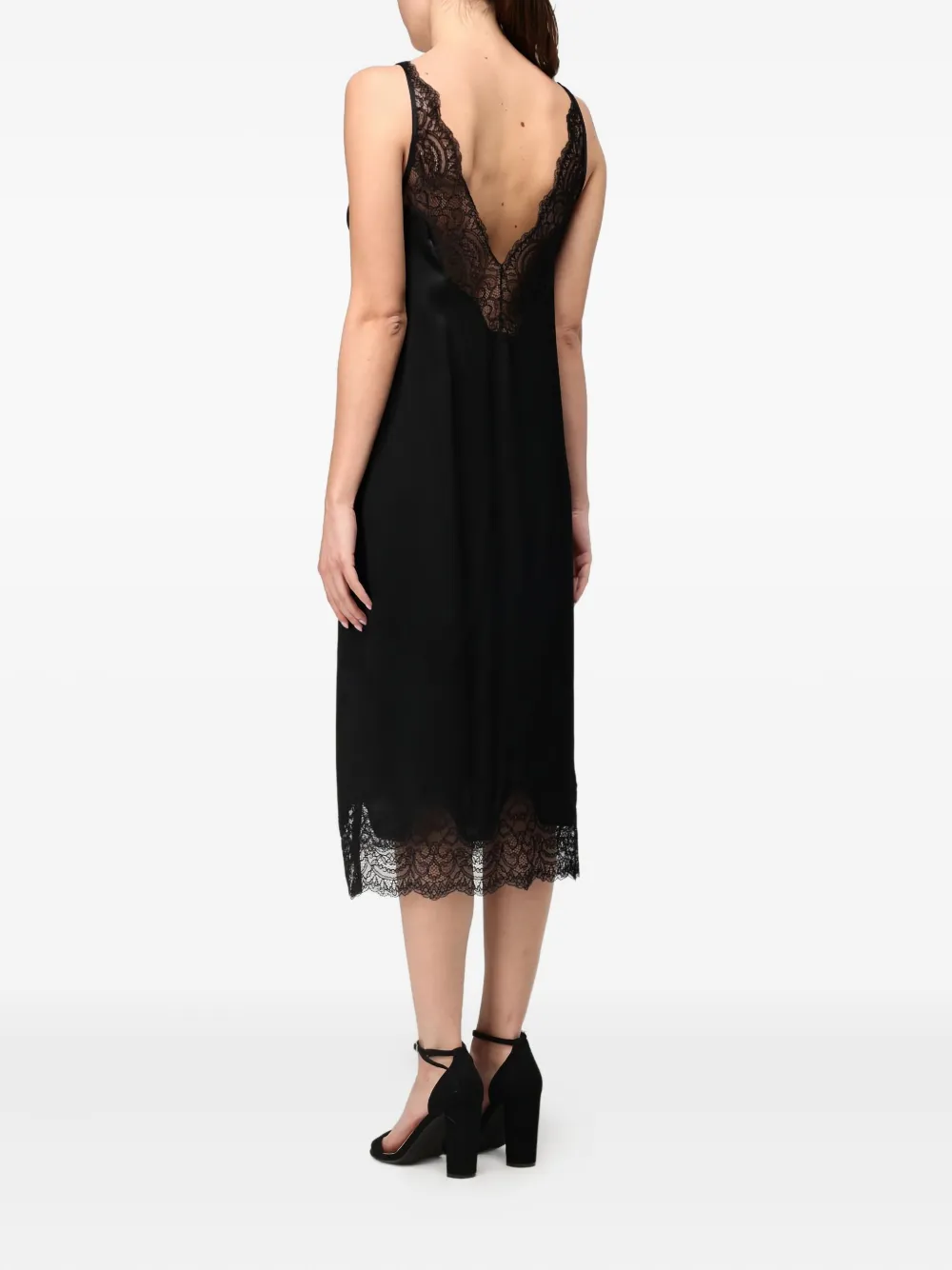 TWINSET lace-trimmed slip dress Zwart