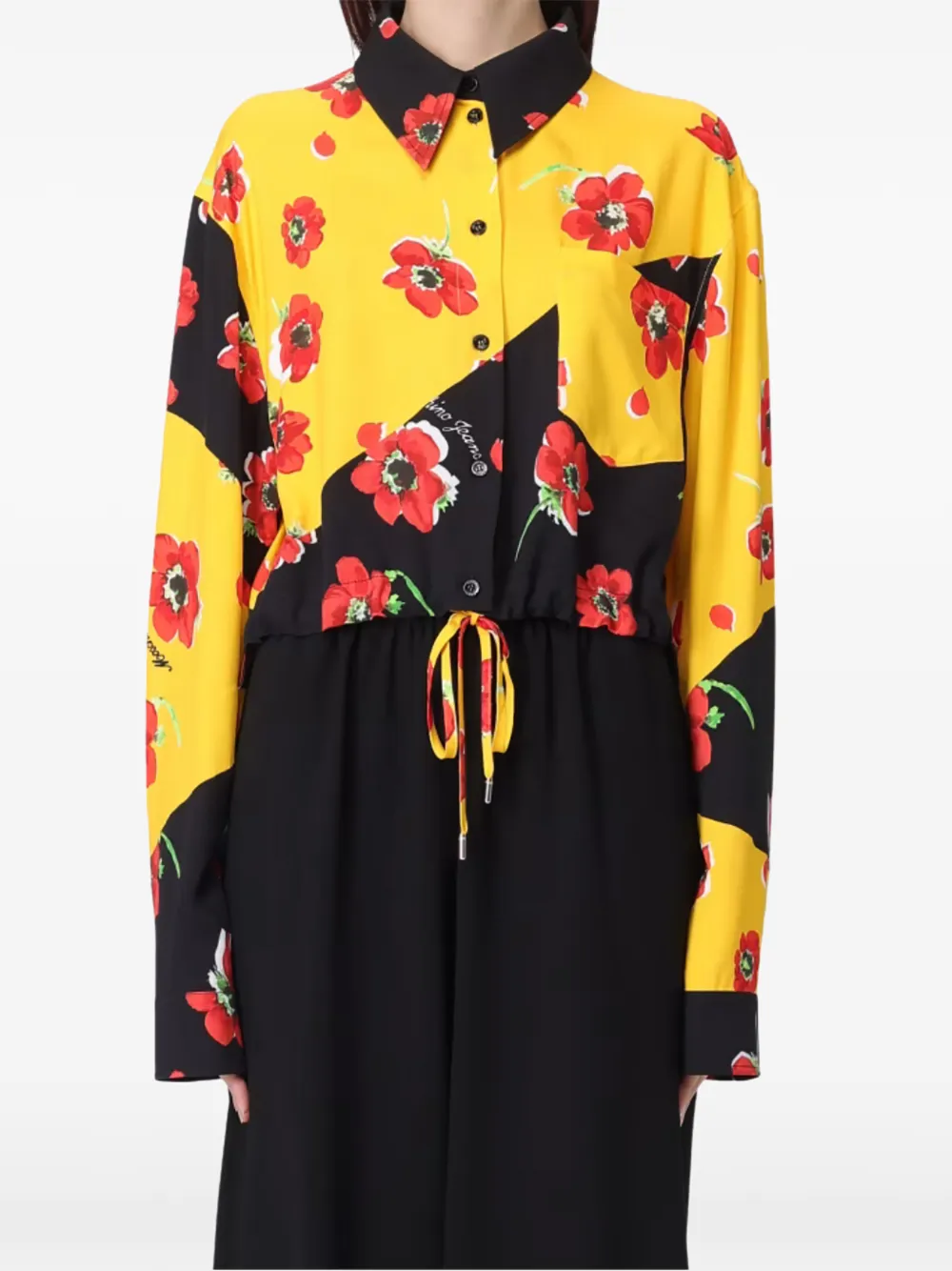 MOSCHINO JEANS floral print drawstring shirt - Giallo