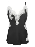 Gold Hawk lace-detail silk top - Black