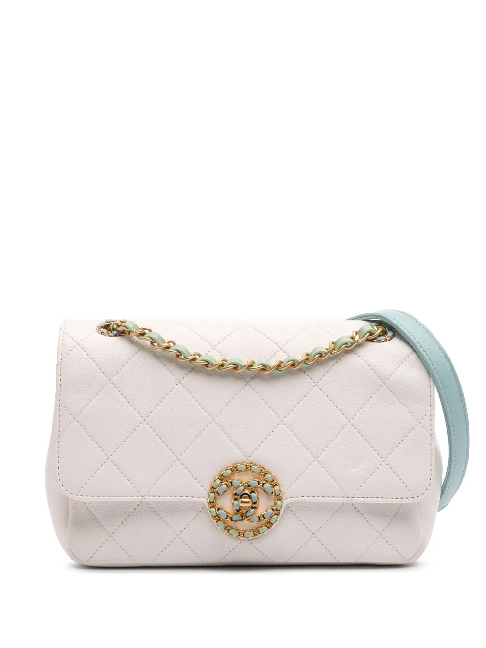 CHANEL Pre-Owned 2019 ココマーク マトラッセ カーフスキン シングルフラップ ショルダーバッグ - ブルー CHANEL Pre-Owned 2019 ココマーク マトラッセ カーフスキン シングルフラップ ショルダーバッグ - ブルー