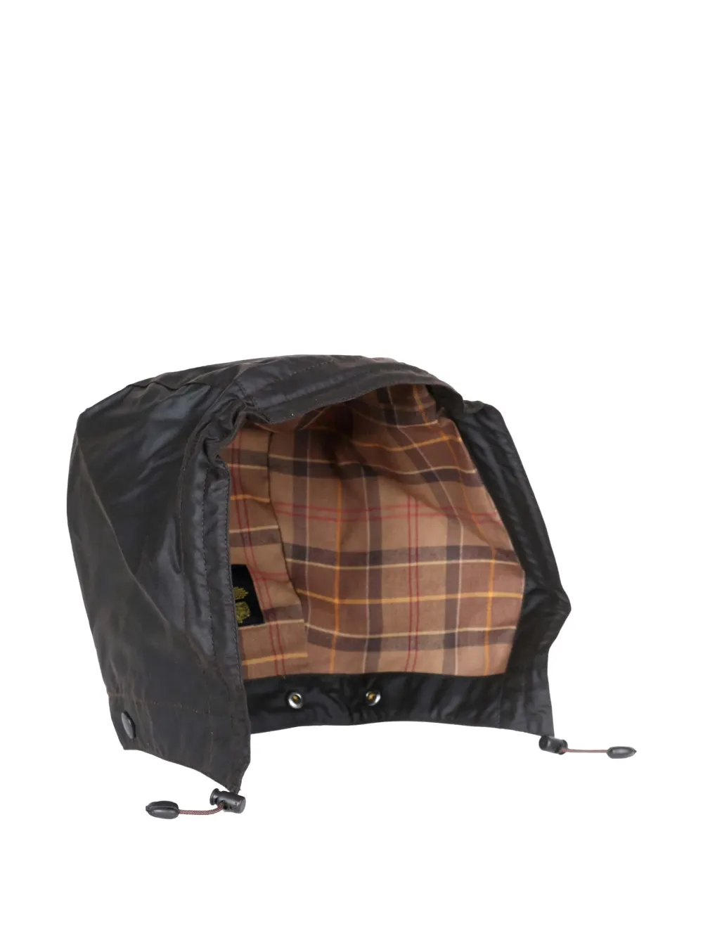 Barbour waxed-cotton tartan-lined hood Bruin