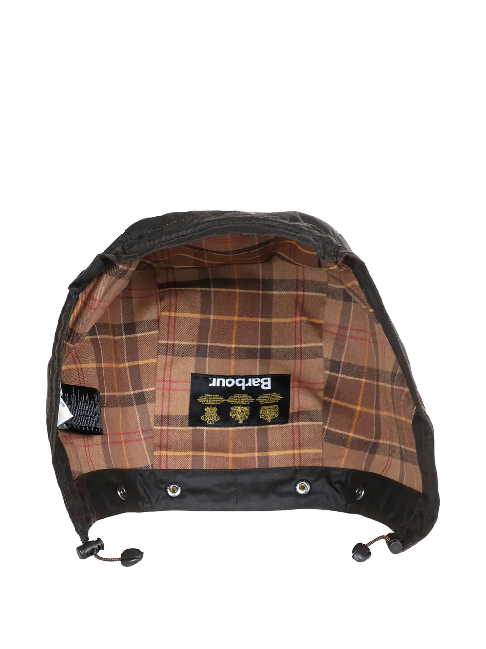 Barbour waxed-cotton tartan-lined hood - Bruin