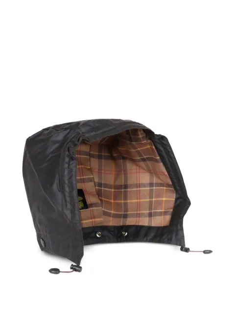 Barbour waxed-cotton tartan-lined hood