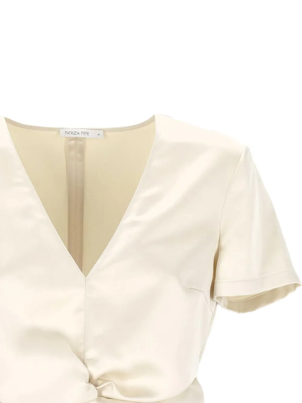 Patrizia Pepe twist-front satin top Beige