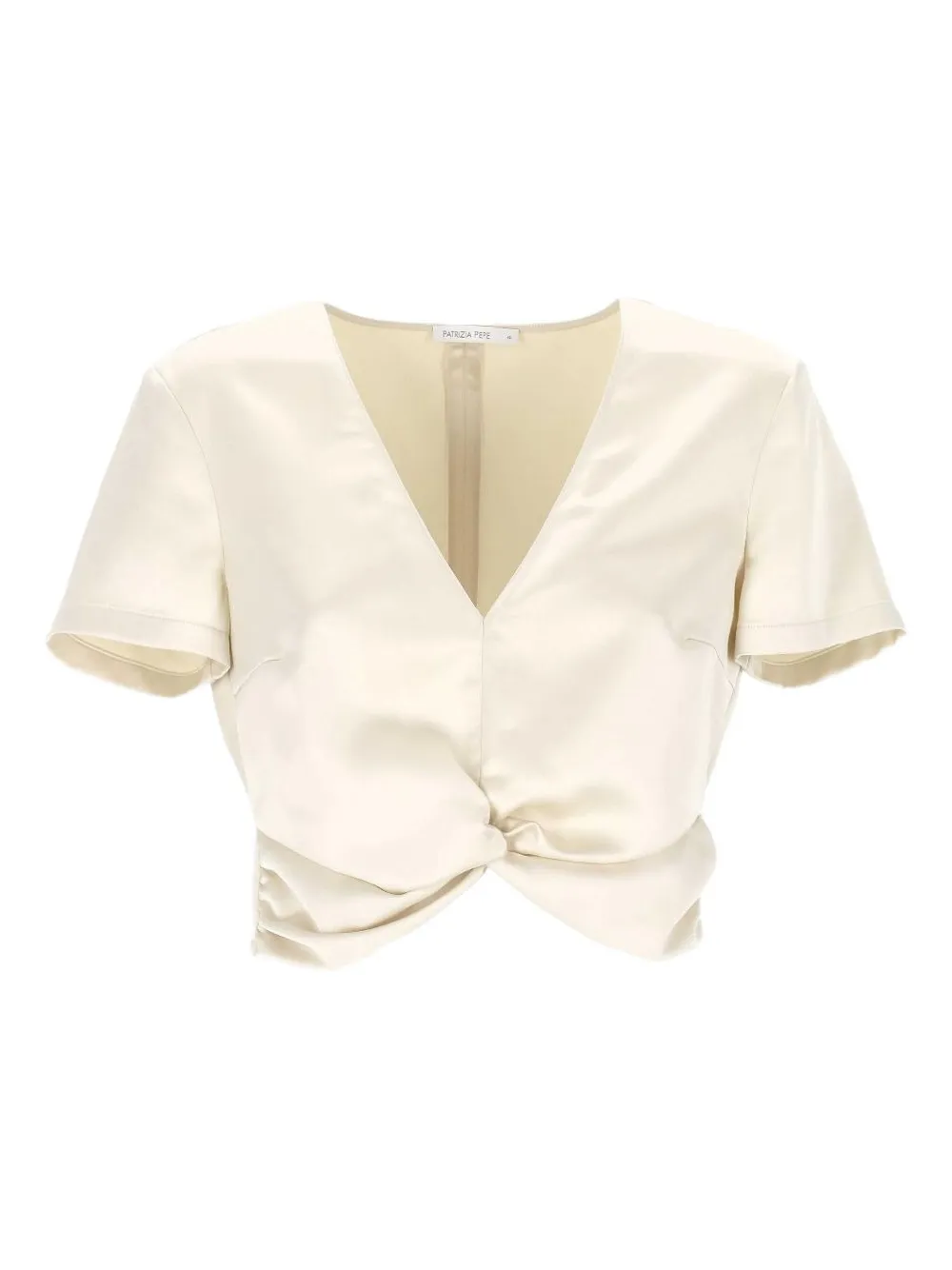 Patrizia Pepe twist-front satin top Beige