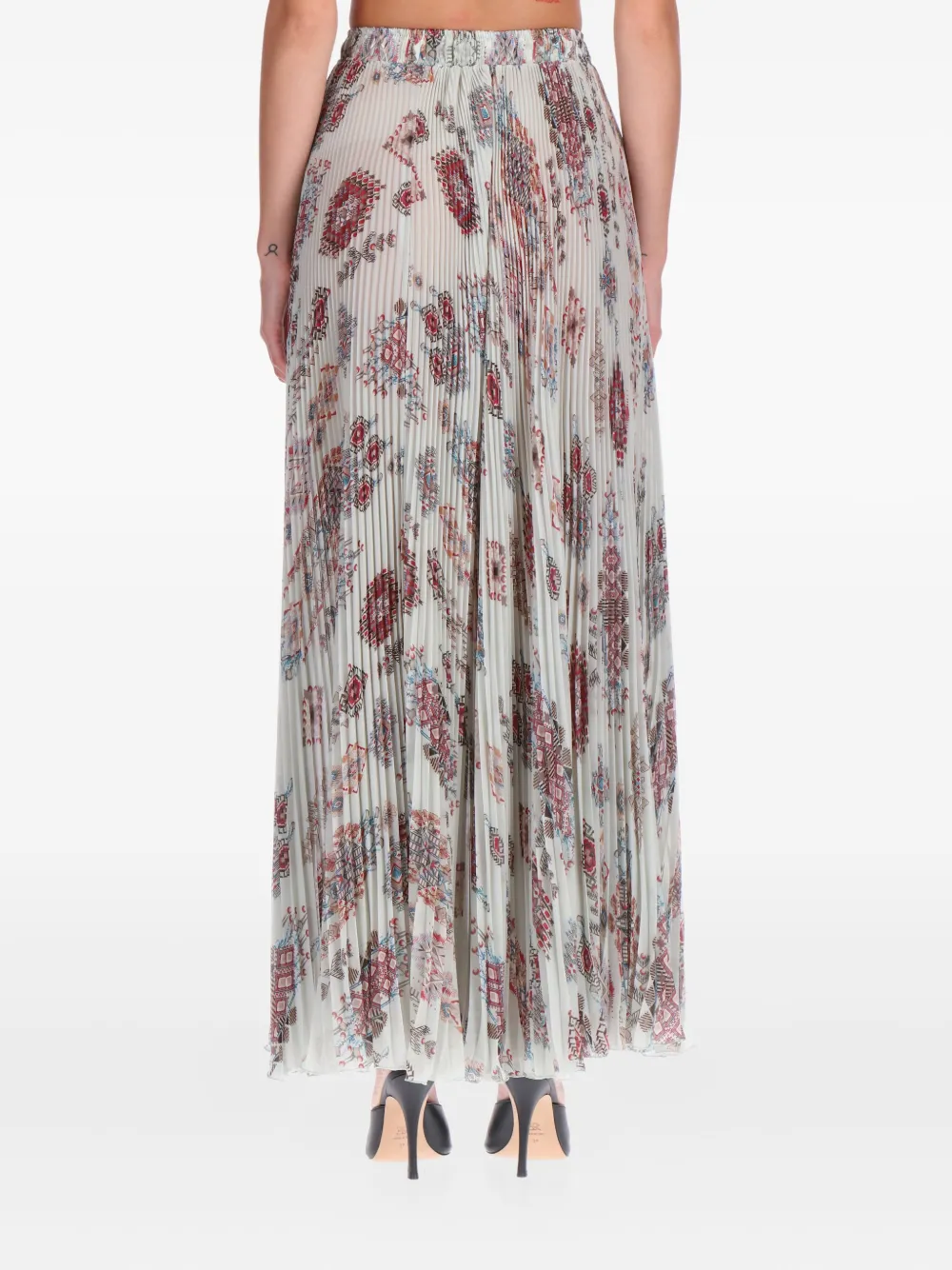 Ermanno Scervino pleated floral-print midi skirt Beige