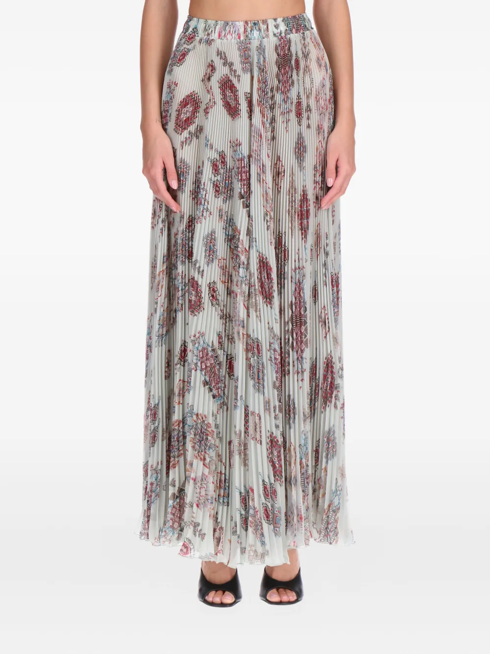 Ermanno Scervino pleated floral-print midi skirt Beige