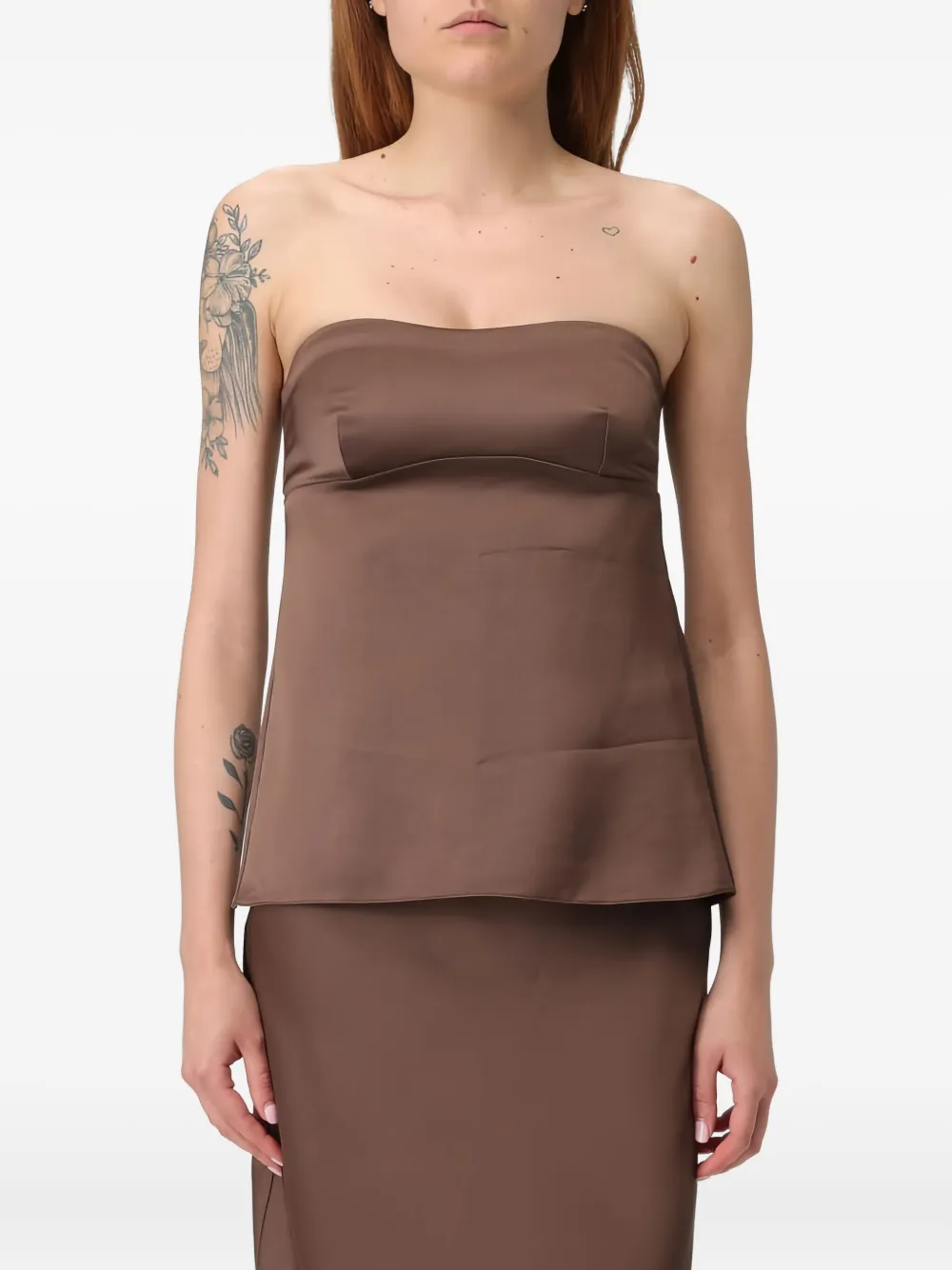 Patrizia Pepe strapless smocked top Bruin