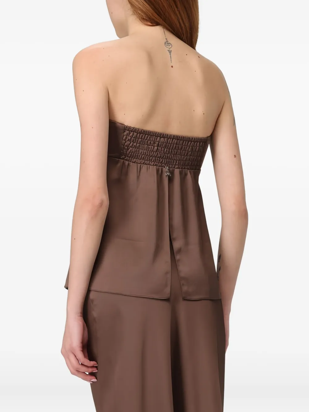 Patrizia Pepe Strapless gesmockte top Bruin