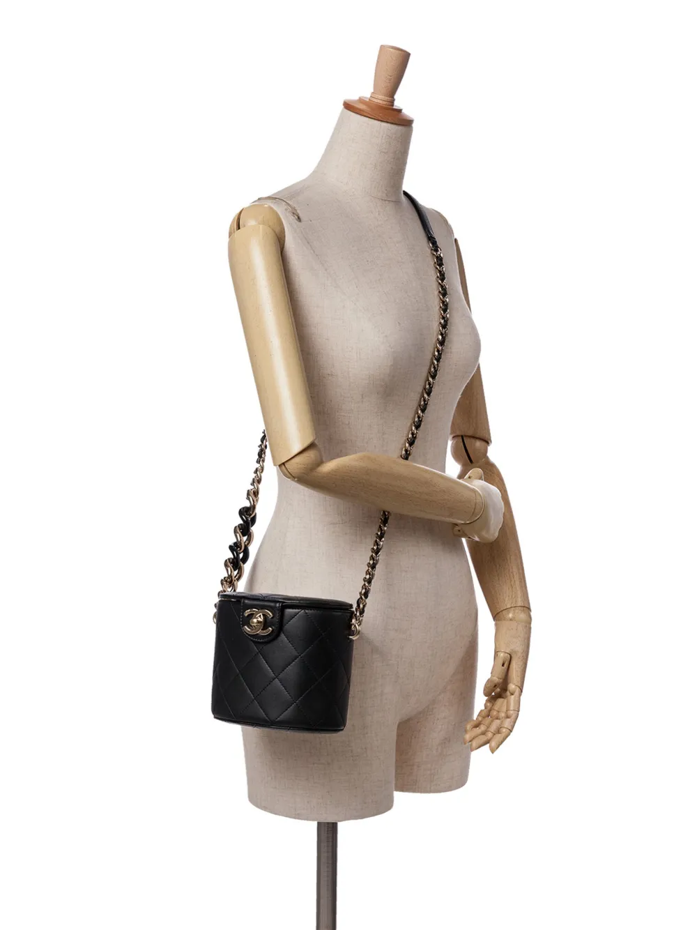 Pre-owned Chanel 2019 Mini Lambskin Elegant Chain Vanity Case Crossbody Bag