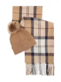 Barbour checked fringe-detail scarf set - Brown