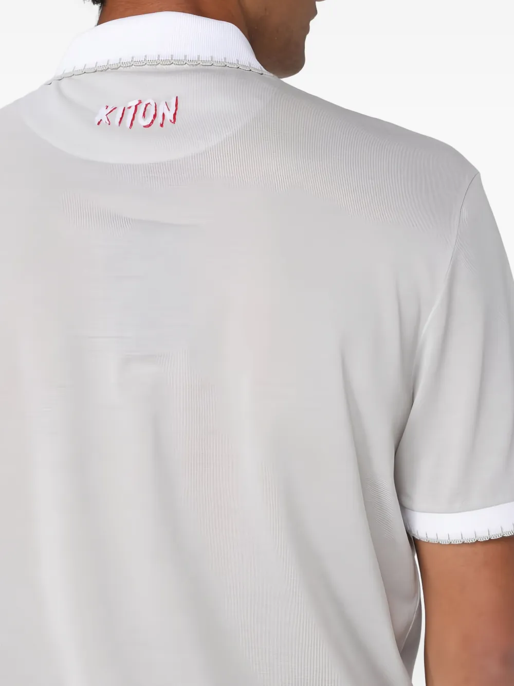 Kiton logo-print polo shirt Grijs