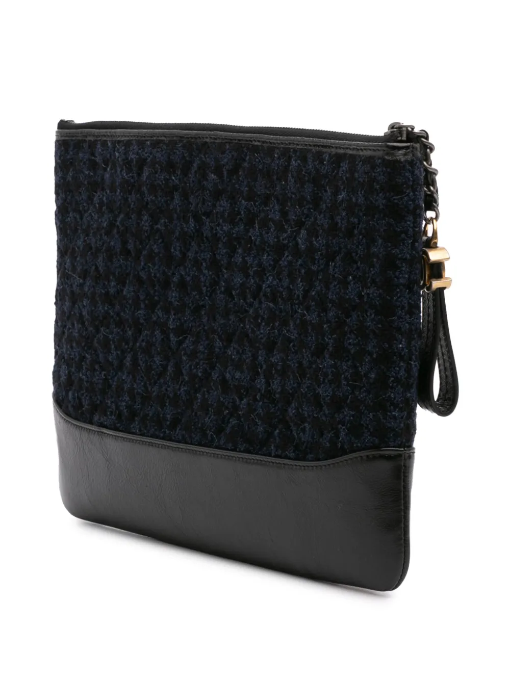 Pre-owned Chanel 2017-2018 Quilted Tweed And Calfskin Embroidered Gabrielle Clutch Bag