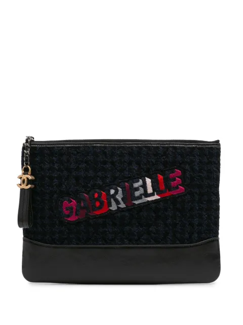 CHANEL Pre-Owned bolsa de mano Gabrielle de piel de becerro y tweed capitonada con detalle bordado 2017-2018