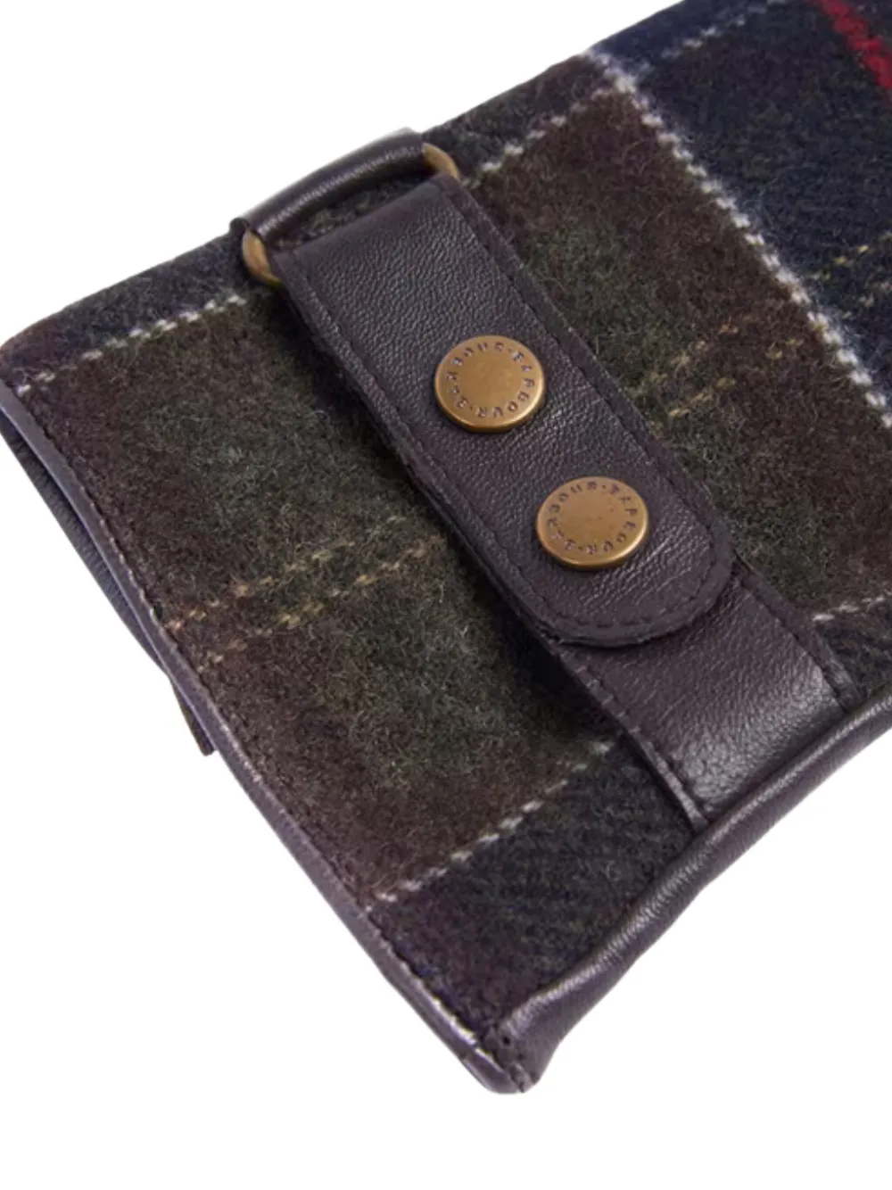 Barbour Plaid-pattern Leather Gloves In Brown