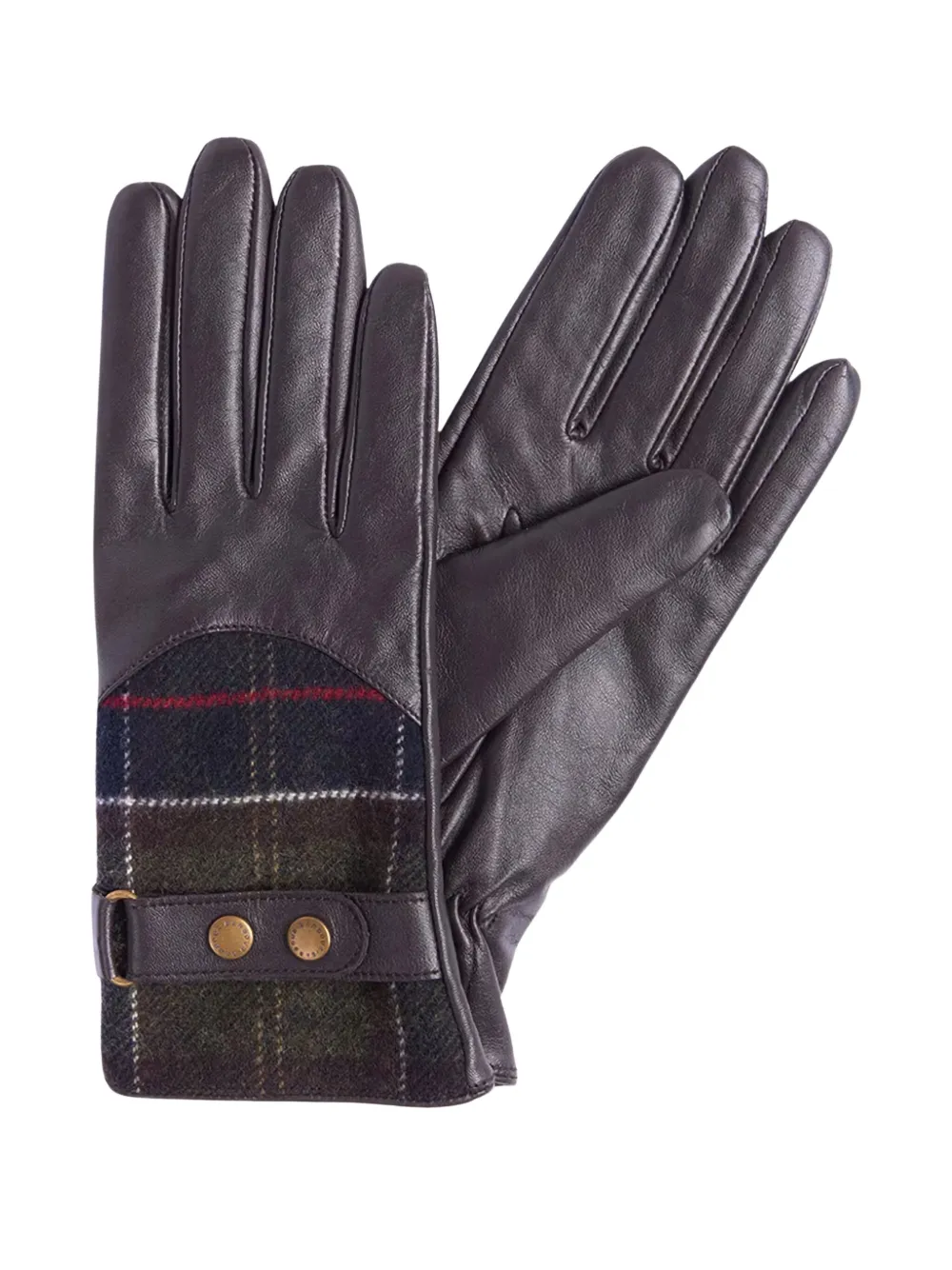 Barbour plaid-pattern leather gloves | Brown | Image 1
