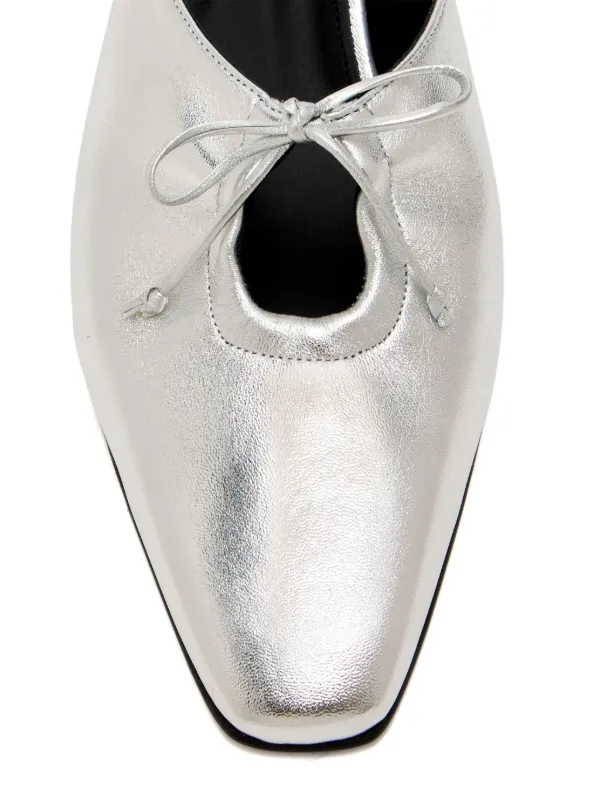 ALOHAS 50mm Amar Metallic Leather Mules | Silver | FARFETCH