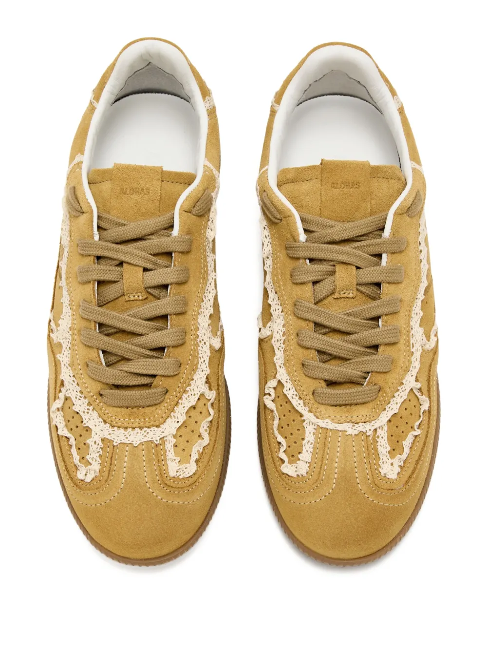 ALOHAS lace-trimmed suede sneakers Yellow