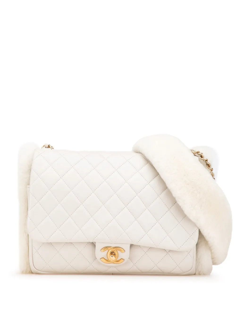 CHANEL Pre-Owned 2018-2019 マトラッセ ラムスキン&シアリング ココマーク マフ フラップ ショルダーバッグ - CHANEL Pre-Owned 2018-2019 マトラッセ ラムスキン&シアリング ココマーク マフ フラップ ショルダーバッグ -