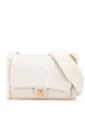CHANEL Pre-Owned 2018-2019 Quilted Lambskin and Shearling CC Muff Flap crossbody bag - White