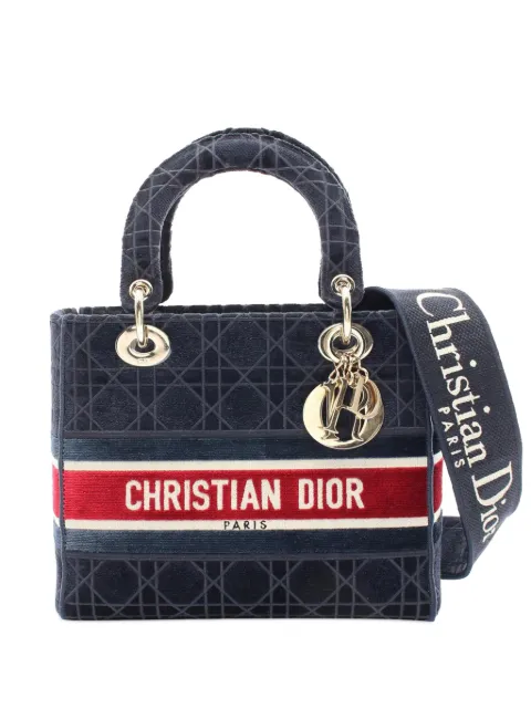 Christian Dior Pre-Owned 2021 Medium Velvet Cannage Lady D Lite satchel