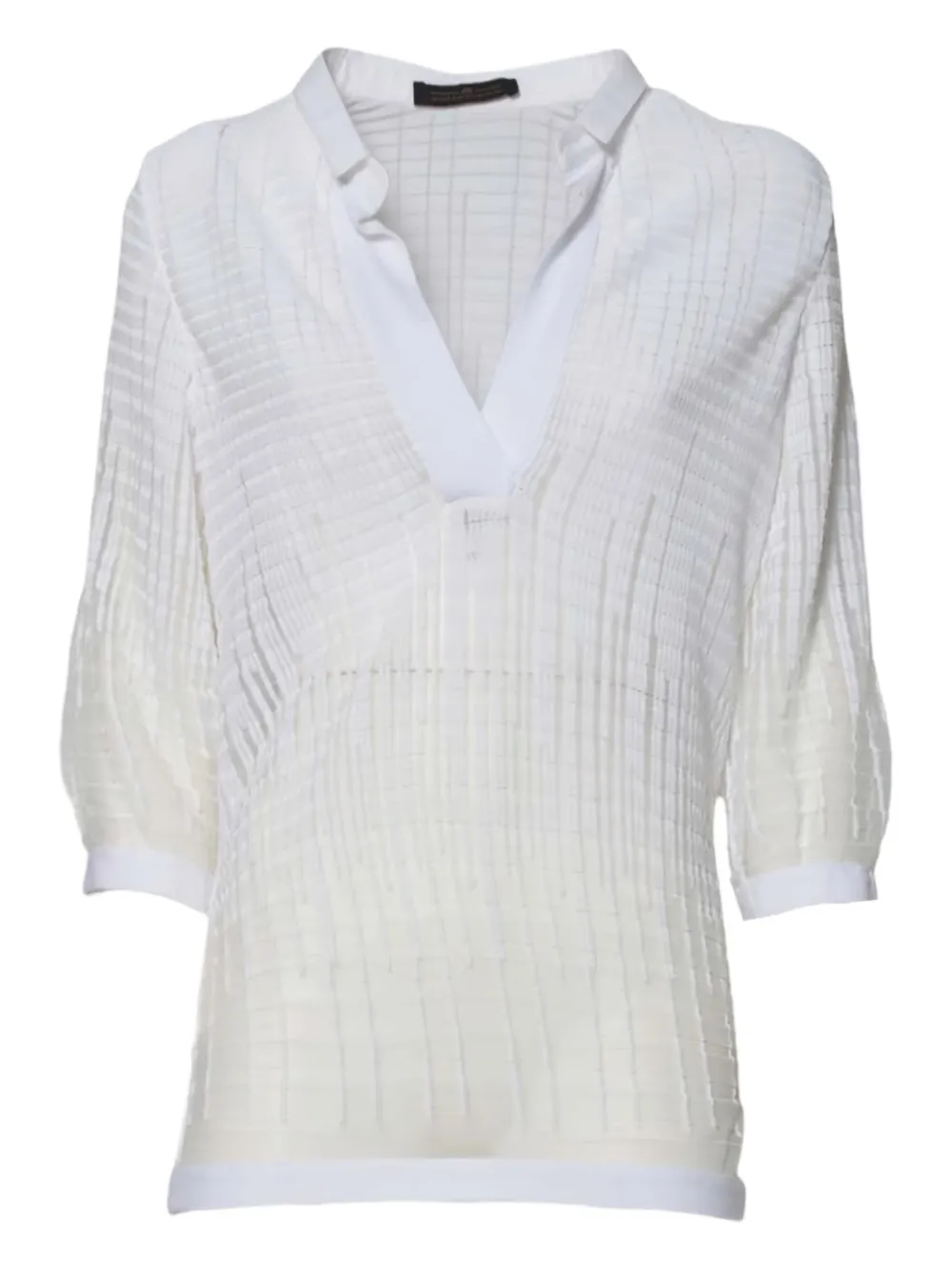 Mirco Giovannini V-neck Textured Blouse In White