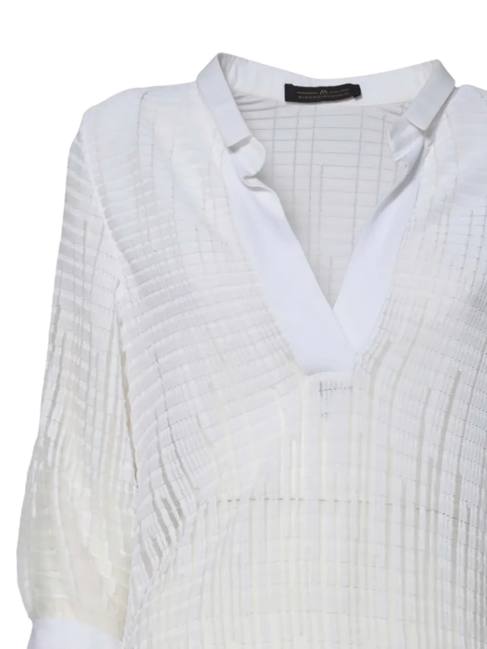Mirco Giovannini V-neck Textured Blouse In White