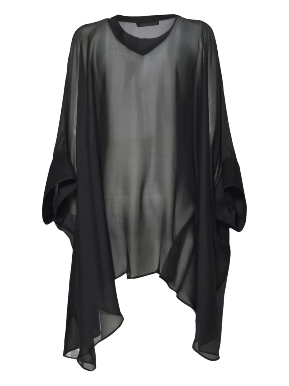 Mirco Giovannini asymmetric chiffon blouse | Black | Image 1