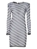 Mirco Giovannini striped long-sleeved dress - Grey