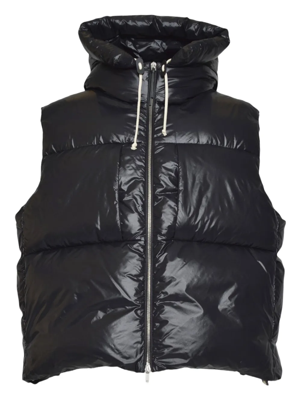Jil Sander Cropped Sleeveless Puffer Jacket With Finish In Black