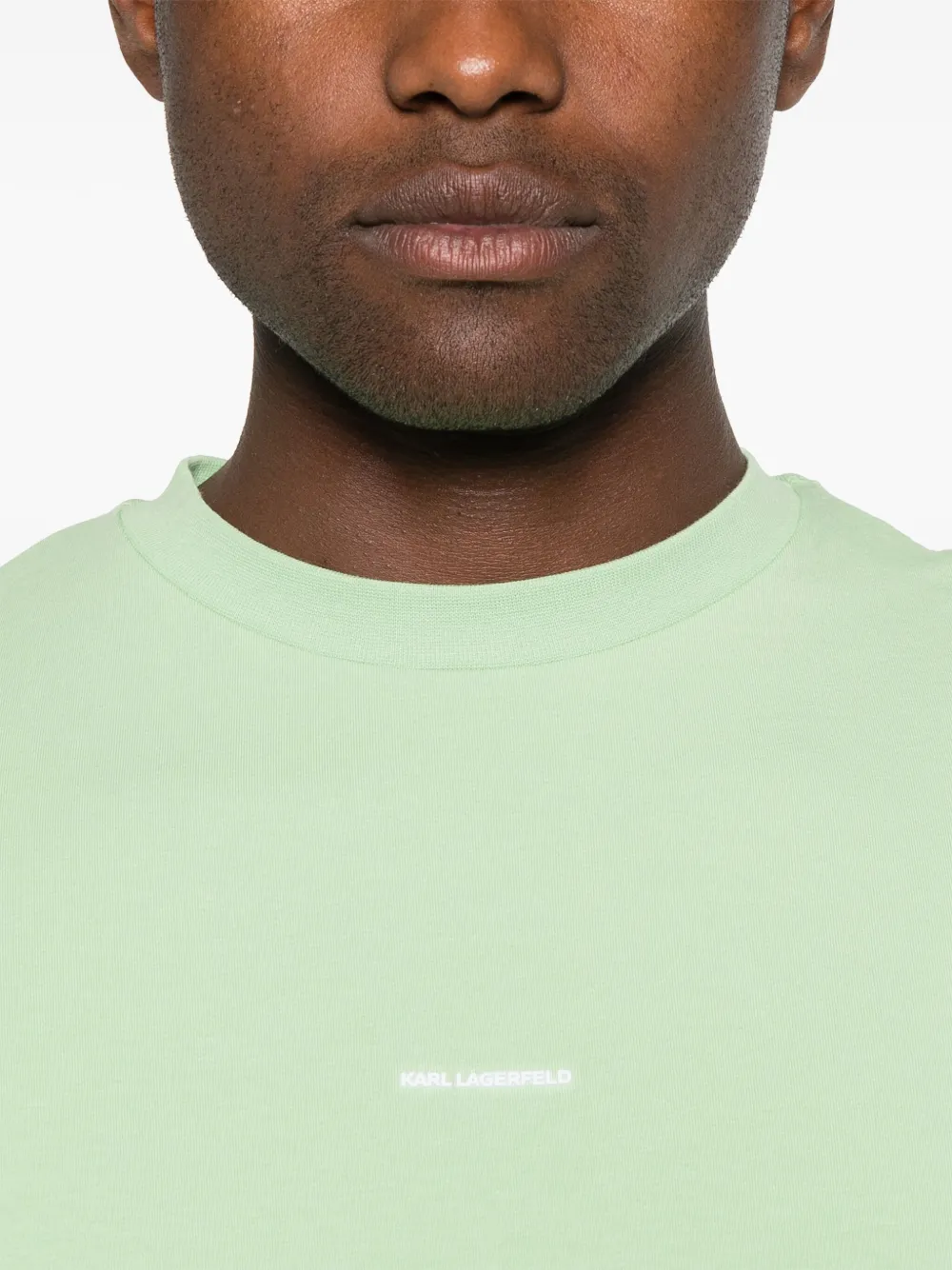 Karl Lagerfeld T-shirt met logo-reliëf Groen