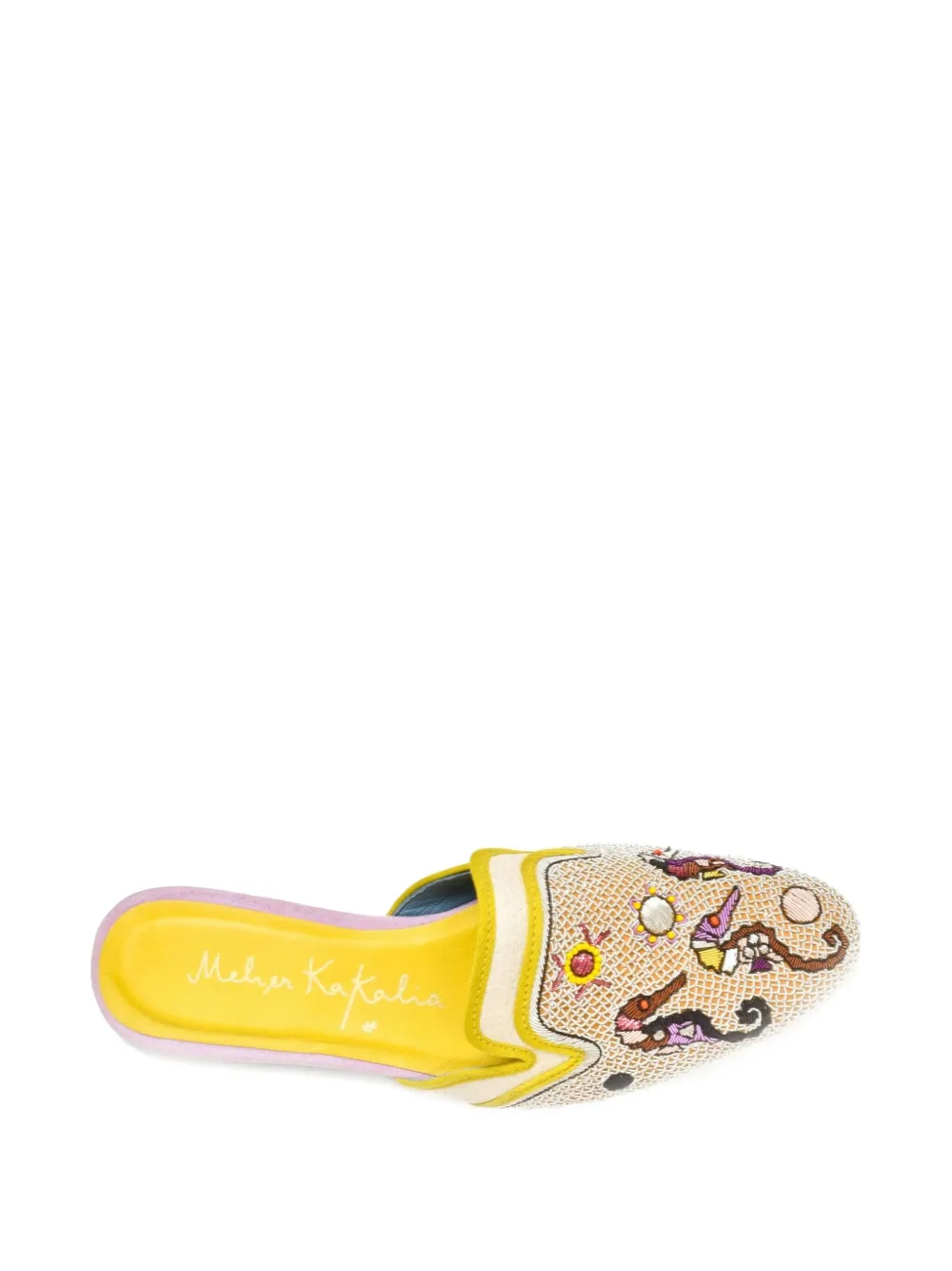 Meher Kakalia embroidered mesh mules Yellow