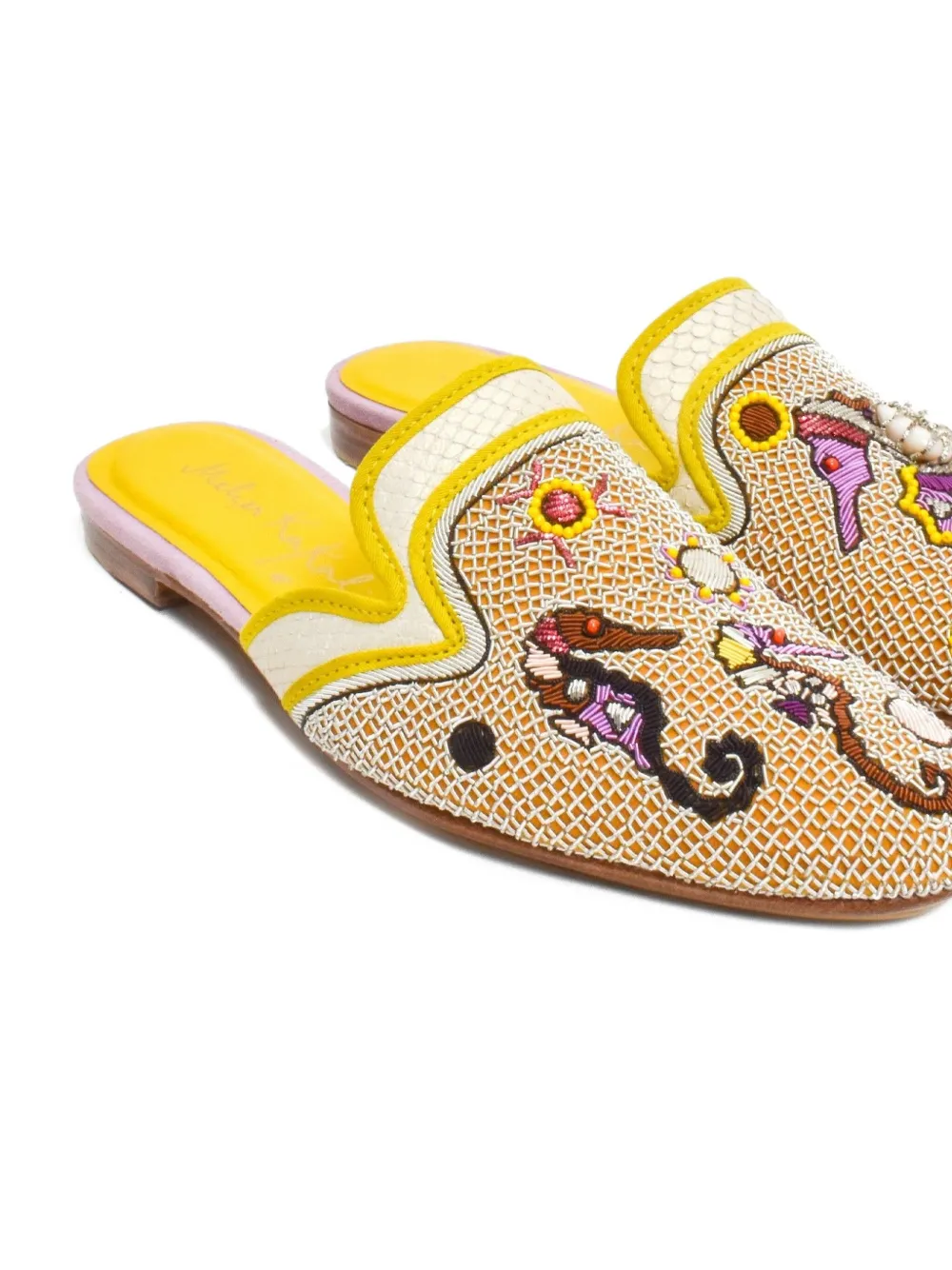 Meher Kakalia embroidered mesh mules Yellow