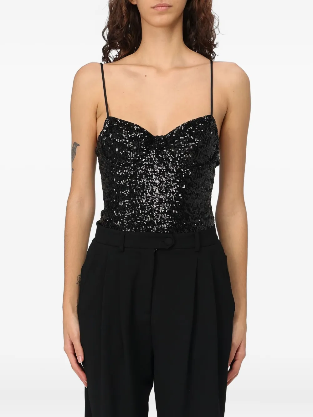 MC2 Saint Barth sequin spaghetti-strap bodysuit Zwart