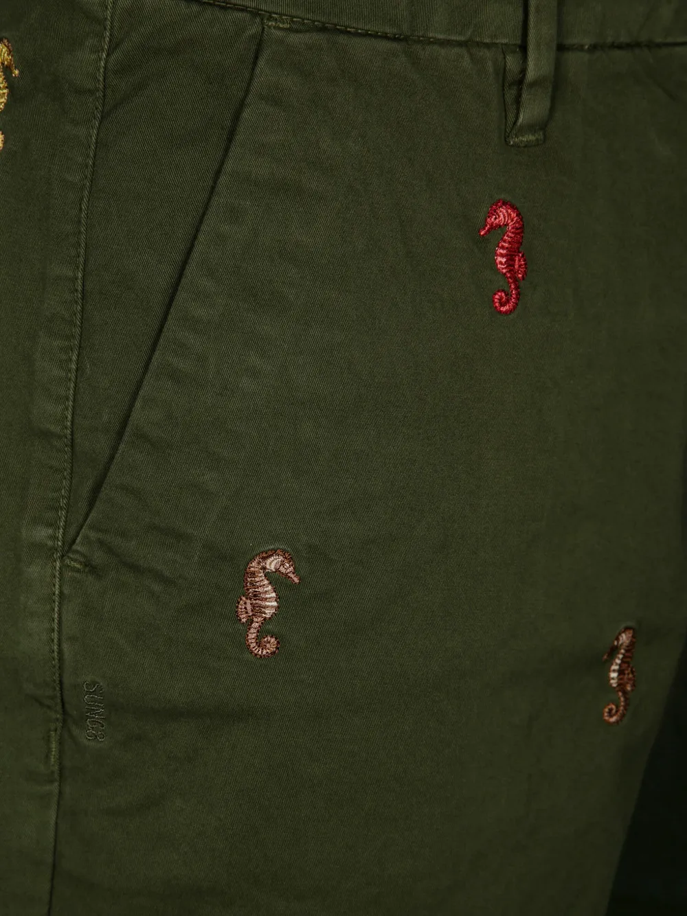 Sun68 Shorts met geborduurd zeepaard Groen