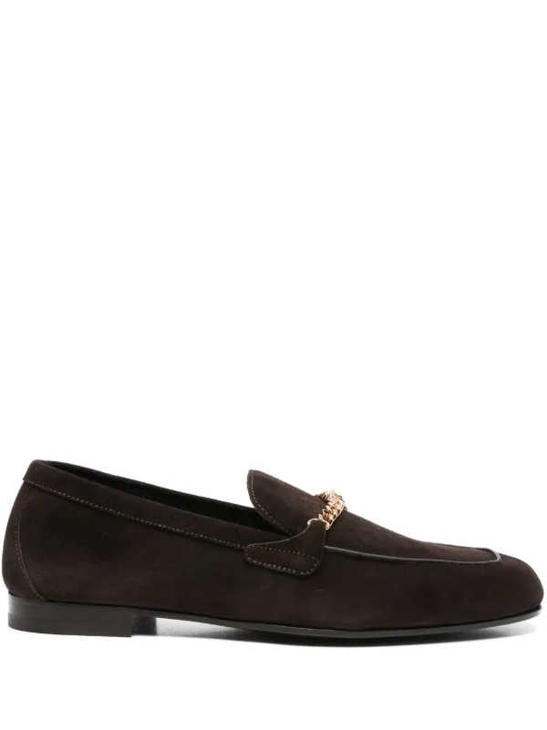 Versace Medusa Suede Loafers in Brown