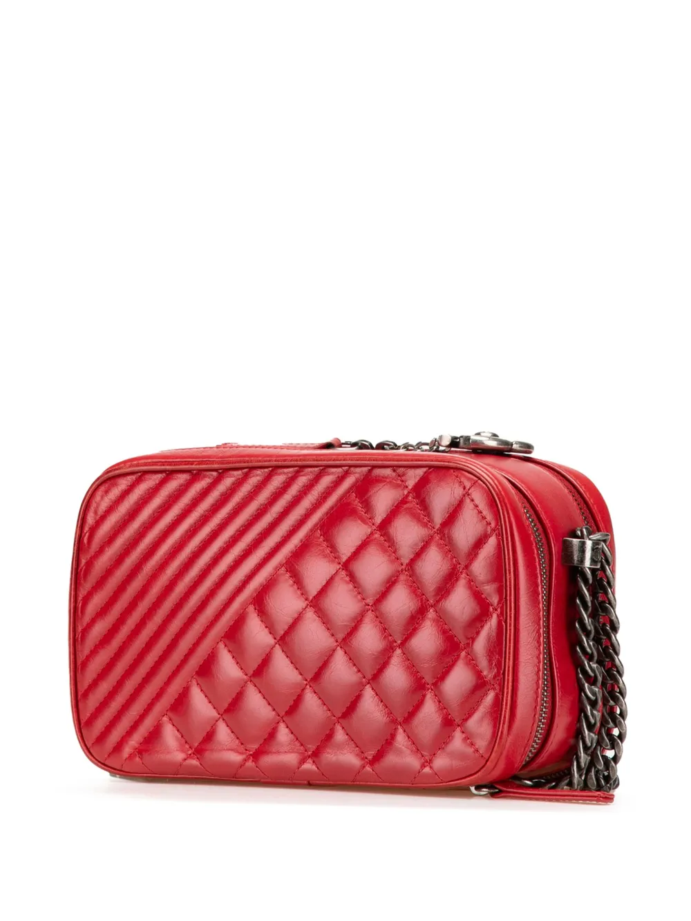 Pre-owned Chanel 2014-2015 Small Quilted Glazed Calfskin Coco Boy Camera Bag Crossbody Bag