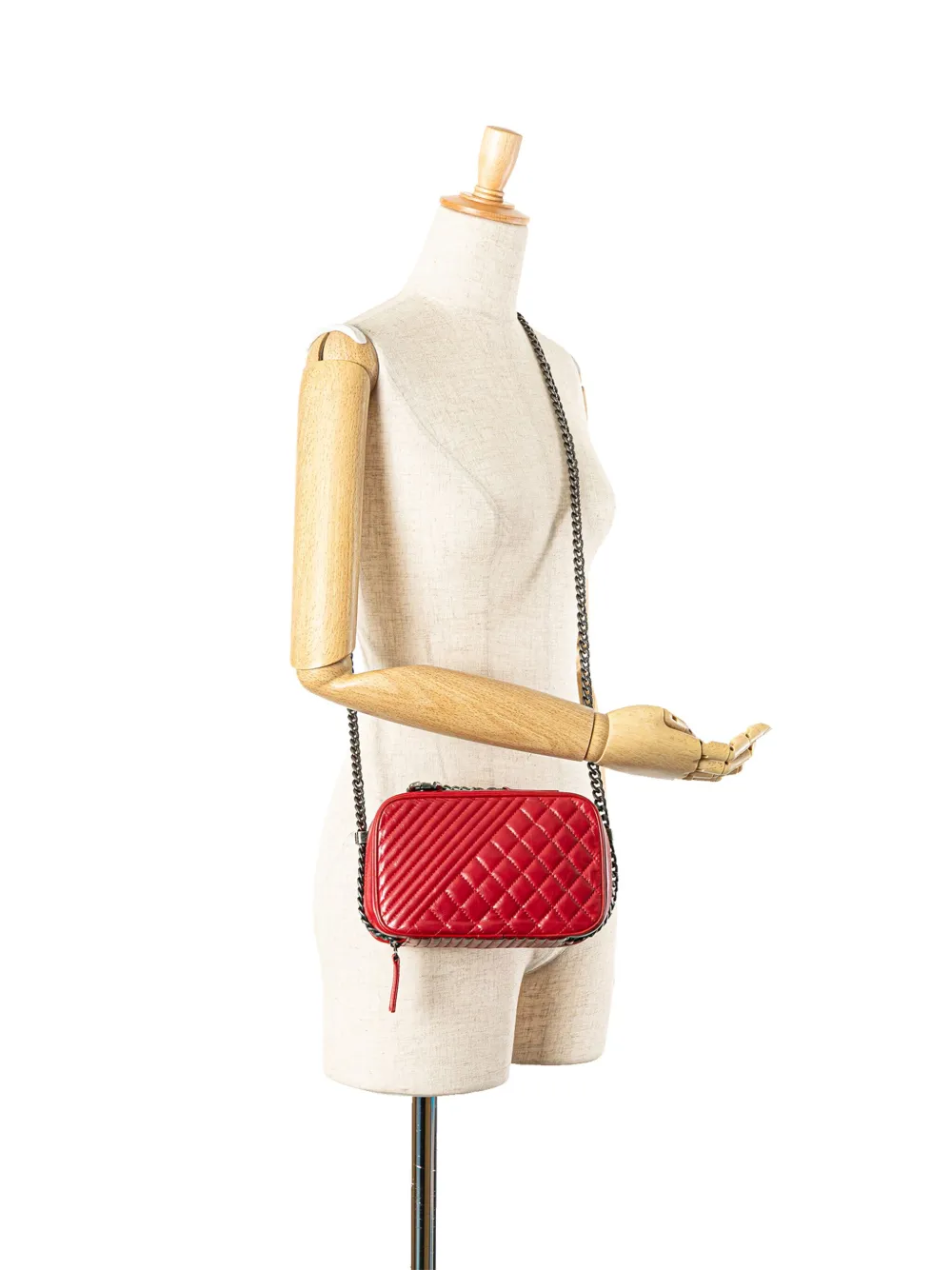 Pre-owned Chanel 2014-2015 Small Quilted Glazed Calfskin Coco Boy Camera Bag Crossbody Bag
