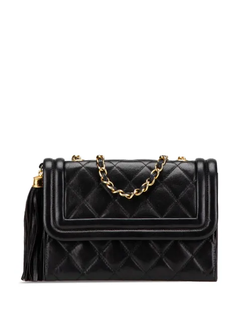 CHANEL Pre-Owned 1989-1991 Mini Quilted Lambskin Tassel Flap crossbody bag