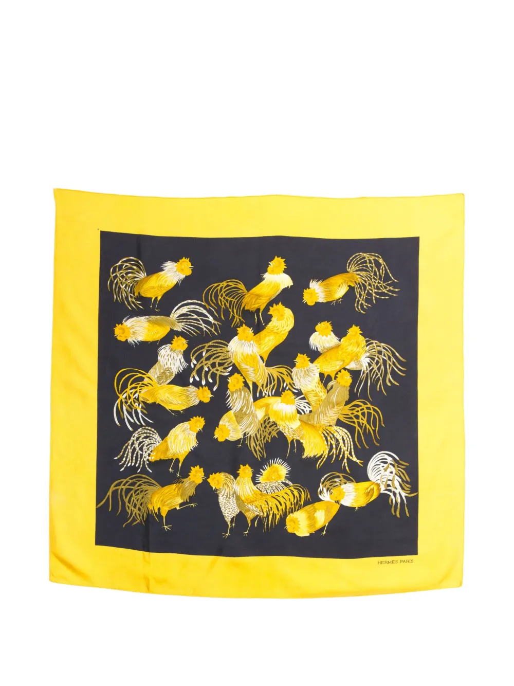 Pre-owned Hermes 1966 Les Coqs Ou Les Jeunes Coqs Silk Scarf
