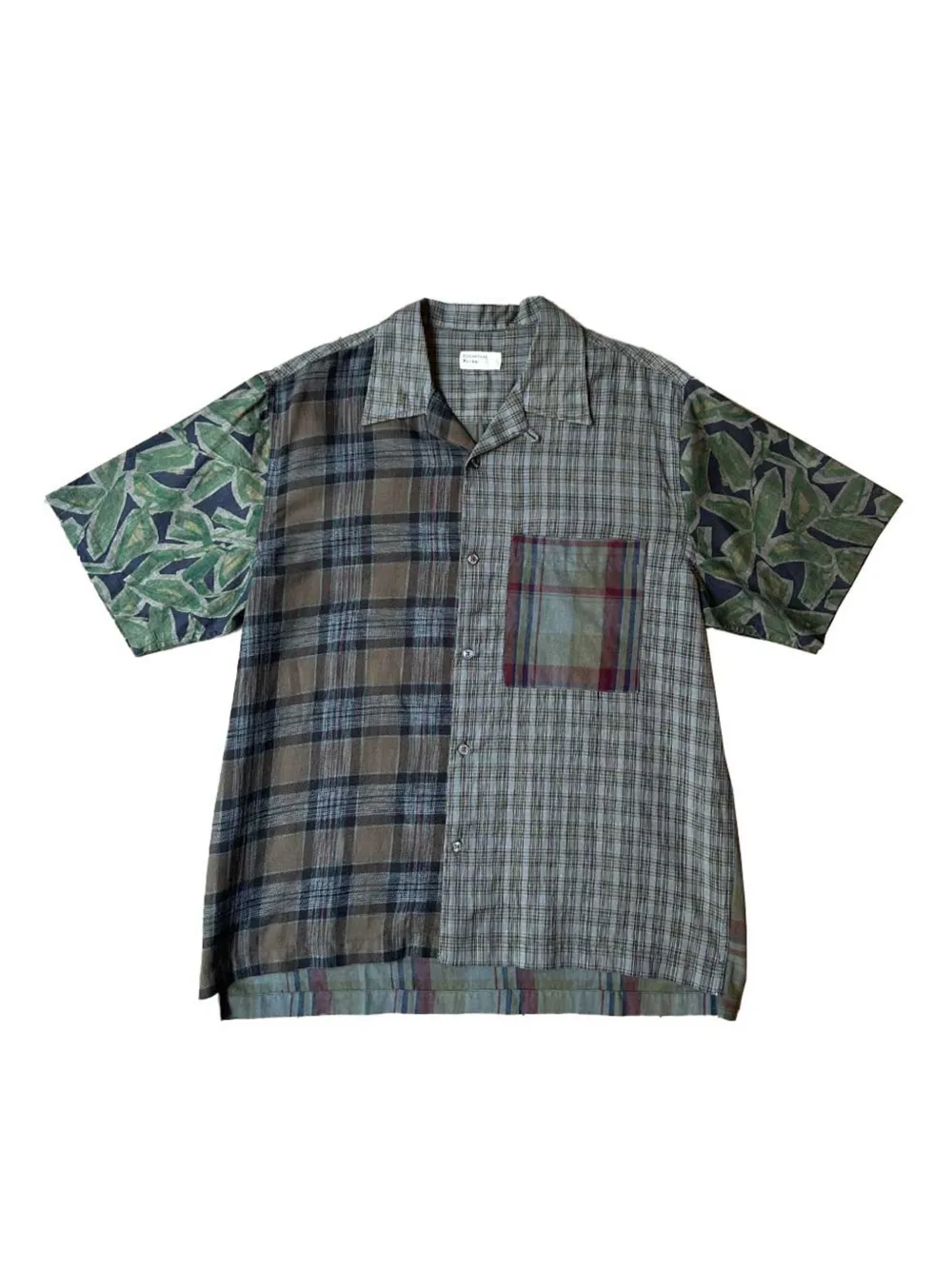 Universal Works patchwork plaid shirt | Green | Image 1