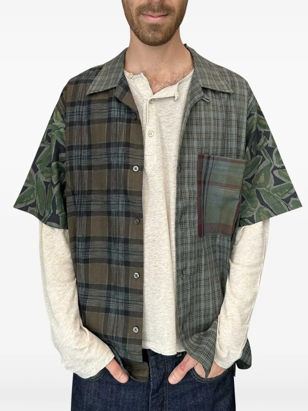 Universal Works patchwork plaid shirt | Women | Image 2