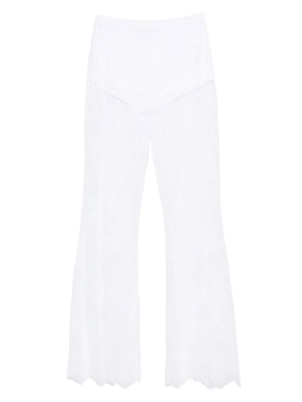 embroidered-lace straight-leg trousers