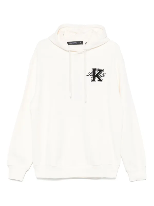 Karl Lagerfeld embroidered-logo Hoodie Neutrals FARFETCH IN