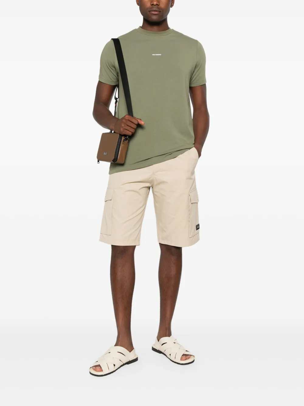 Karl Lagerfeld Shorts met logoplakkaat - Beige