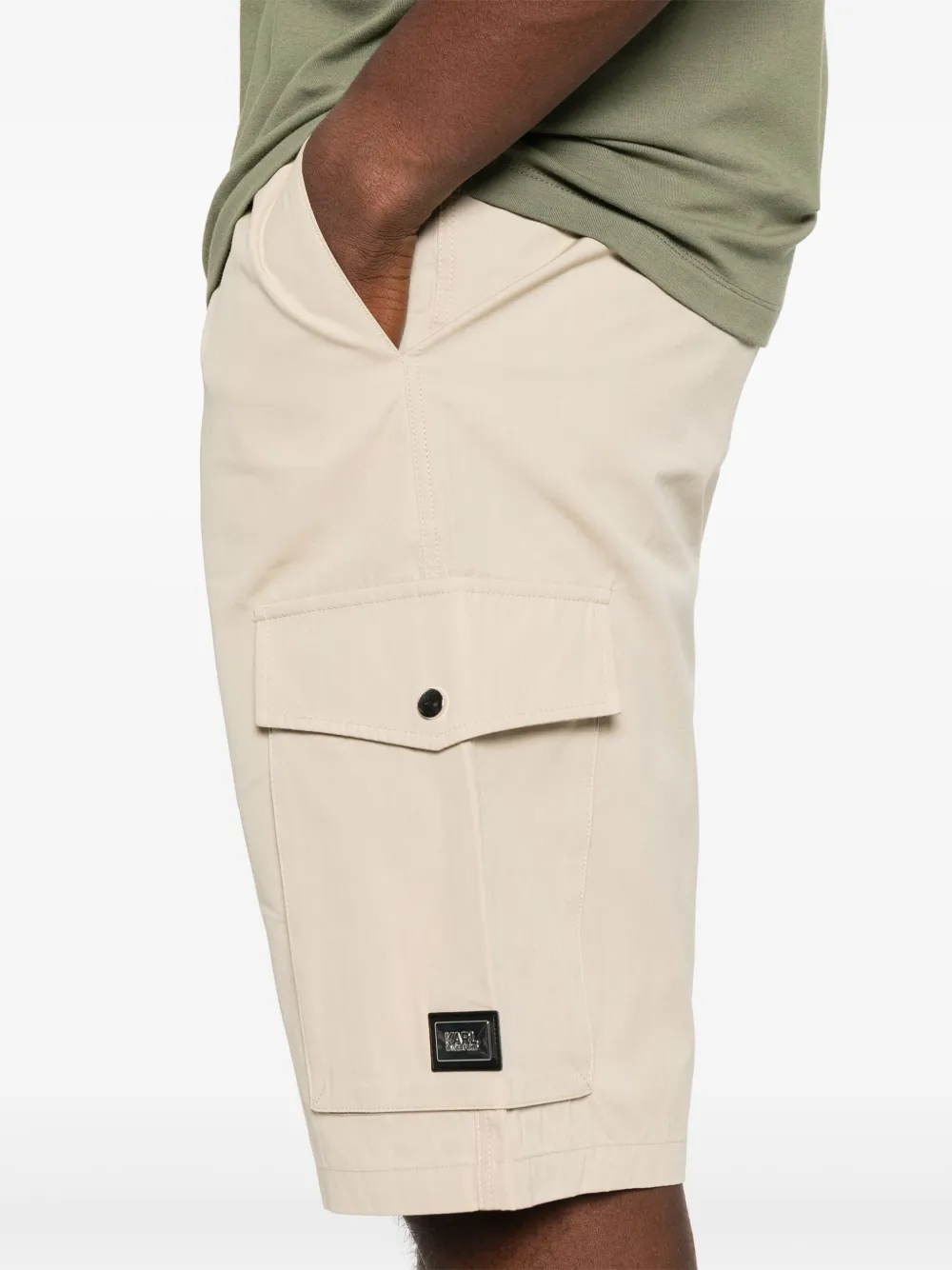 Karl Lagerfeld Shorts met logoplakkaat Beige