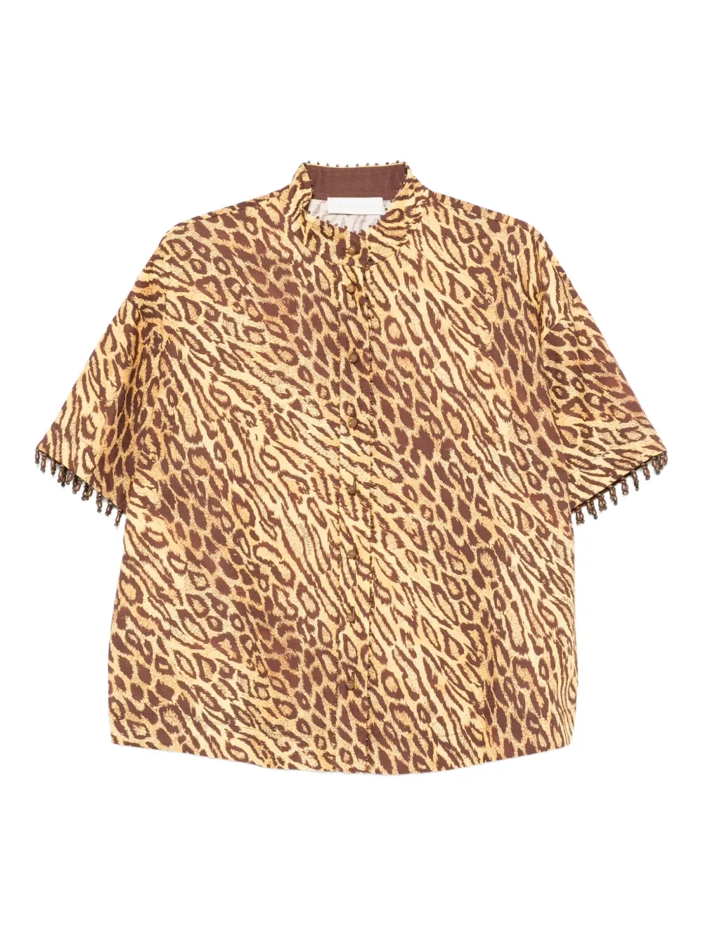 ZIMMERMANN Blouse met luipaardprint en kralen cuffs Geel