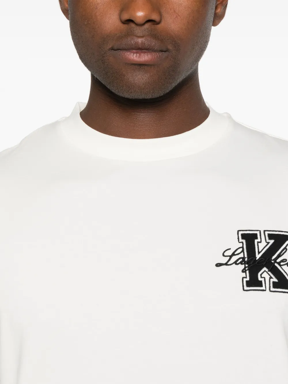 Karl Lagerfeld T-shirt met geborduurd logo Beige