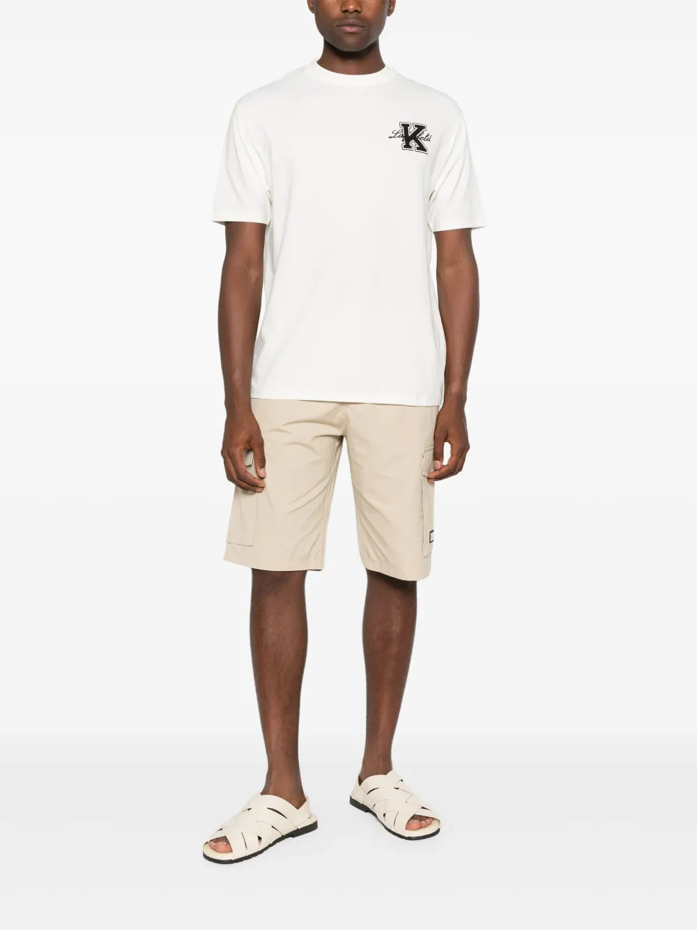 Karl Lagerfeld logo-embroidered T-shirt - Beige