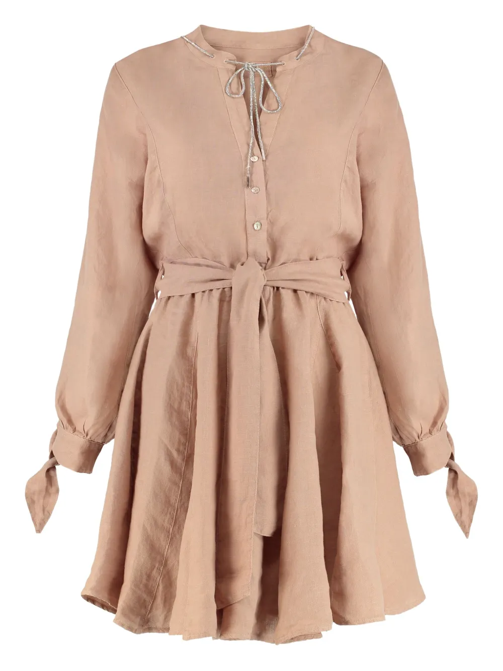 120% Lino belted linen dress - ピンク 120% Lino belted linen dress - ピンク
